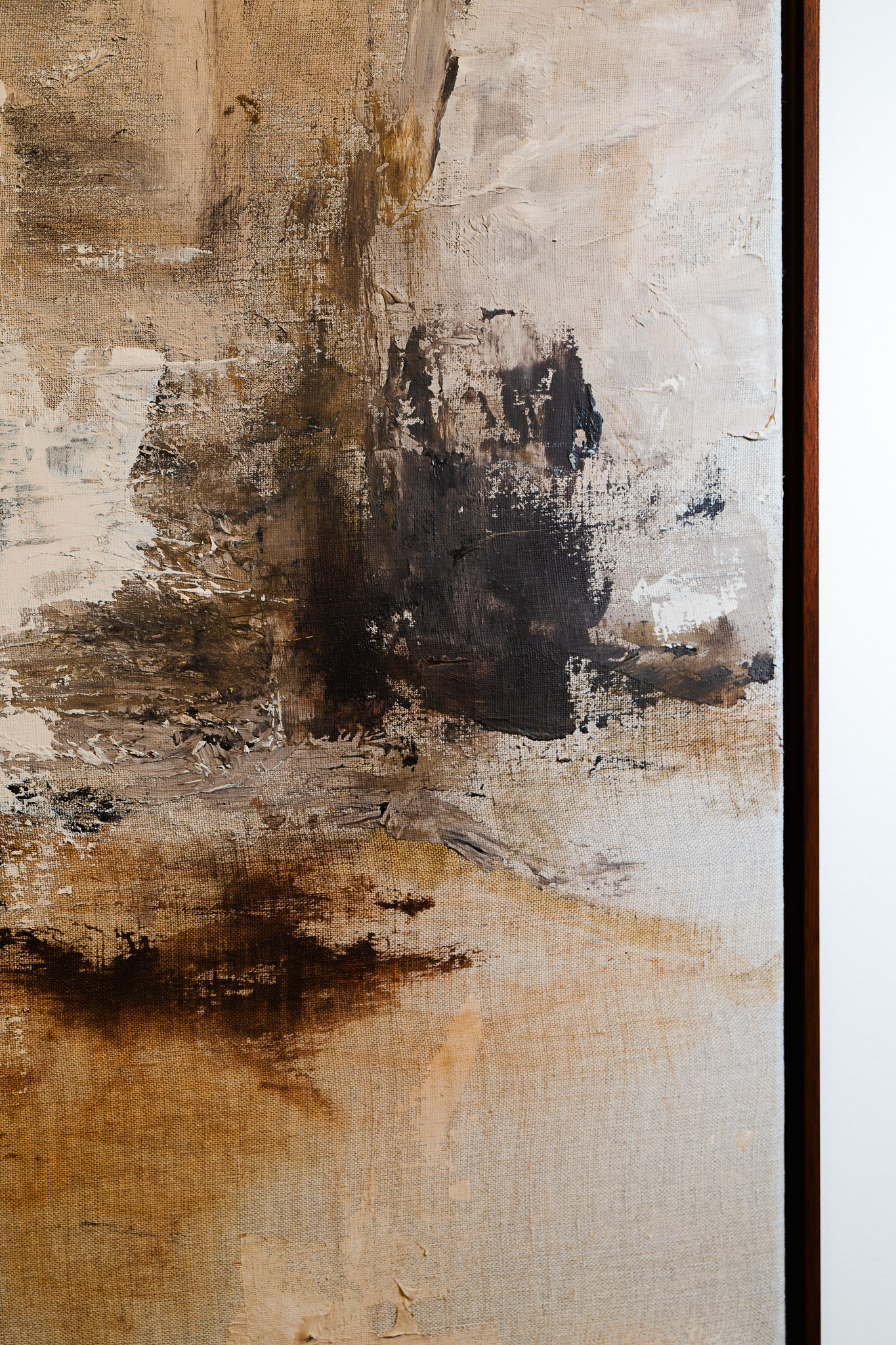 No Roots: detail of the layered surface and wood frame.