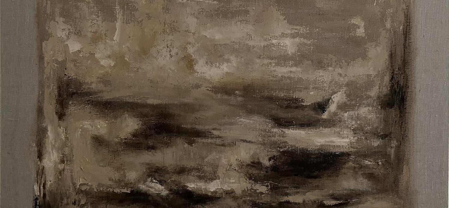 Close-up detail of Dreamer's Sleep by Kellsie Moore, showing layered earth-toned texture.