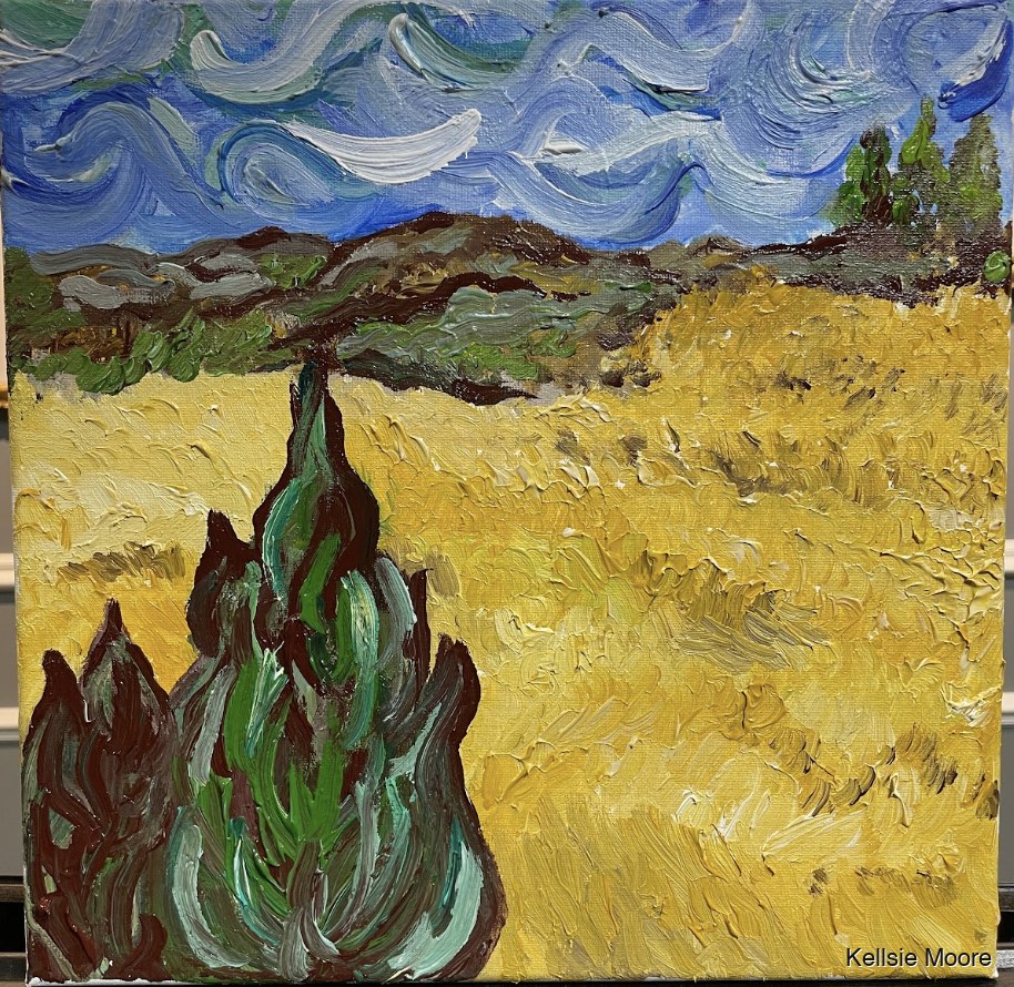 Wheatfield with Cypress by Kellsie Moore.